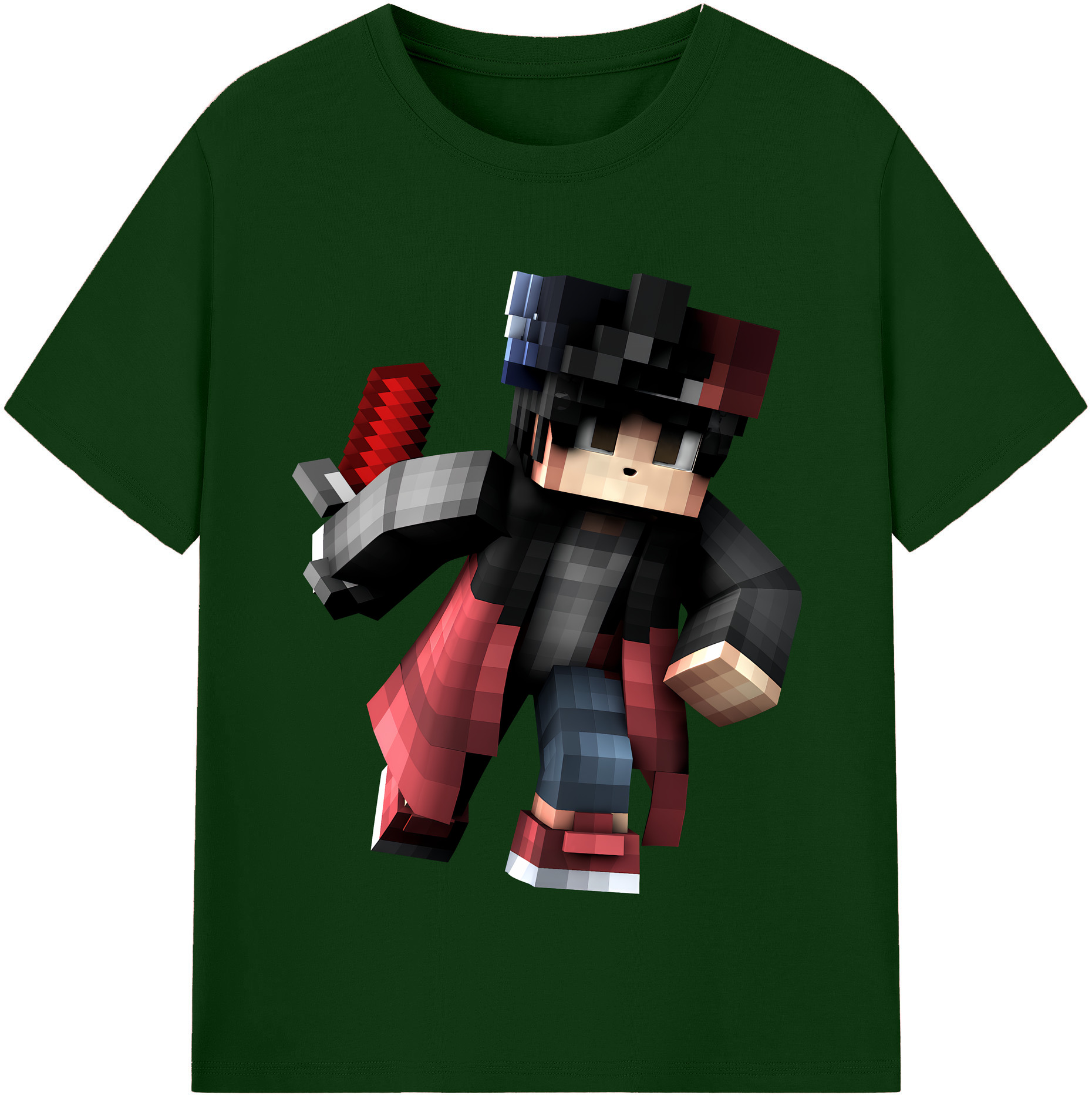 （画像用） マインクラフト ブロックの世界 Minecraft MC Block world 綿100％半袖Tシャツ（フロントプリント）